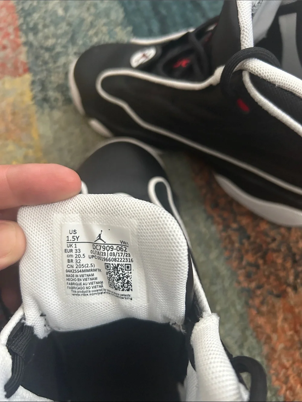 Jordan Kids Black White Red Sneakers